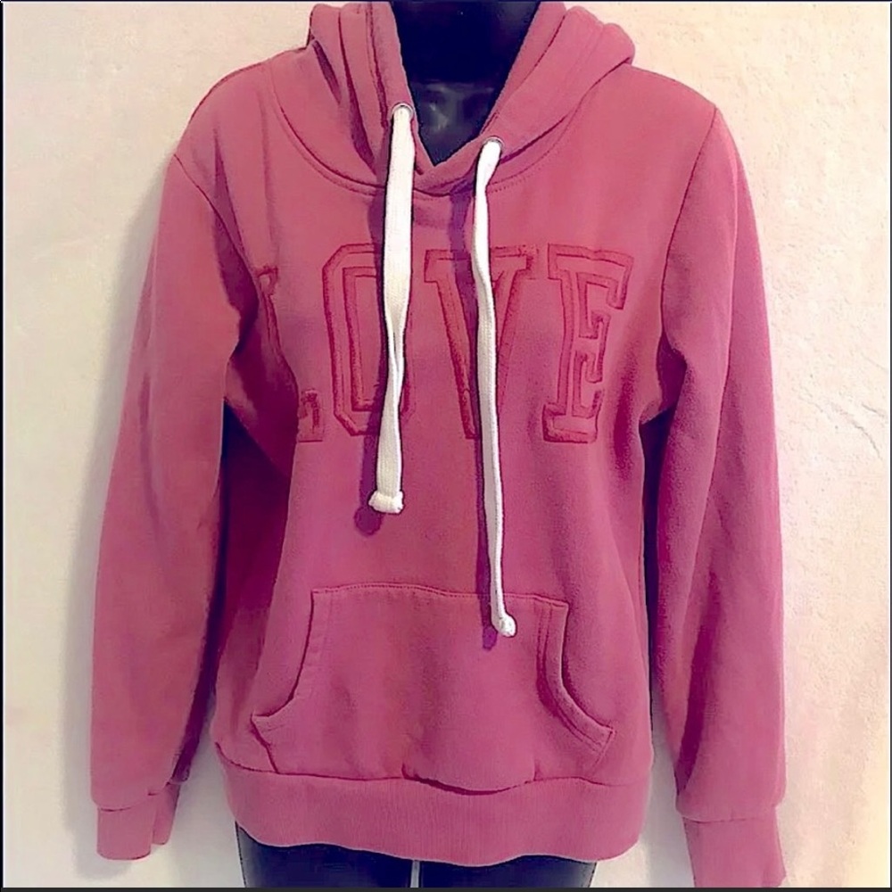 Pink “Love” Pullover Hoodie~M